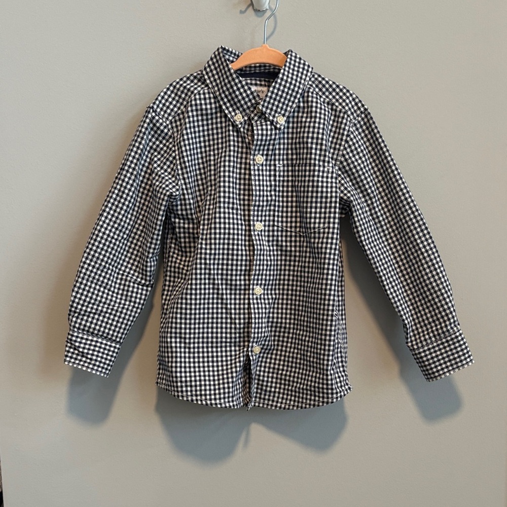 Carter's Navy and White Gingham Button Down Shirt
